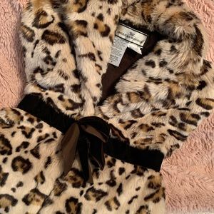 Faux fur leopard little girls Winter vest